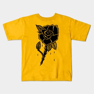 OLD IS COOL BLACK ROSE Kids T-Shirt